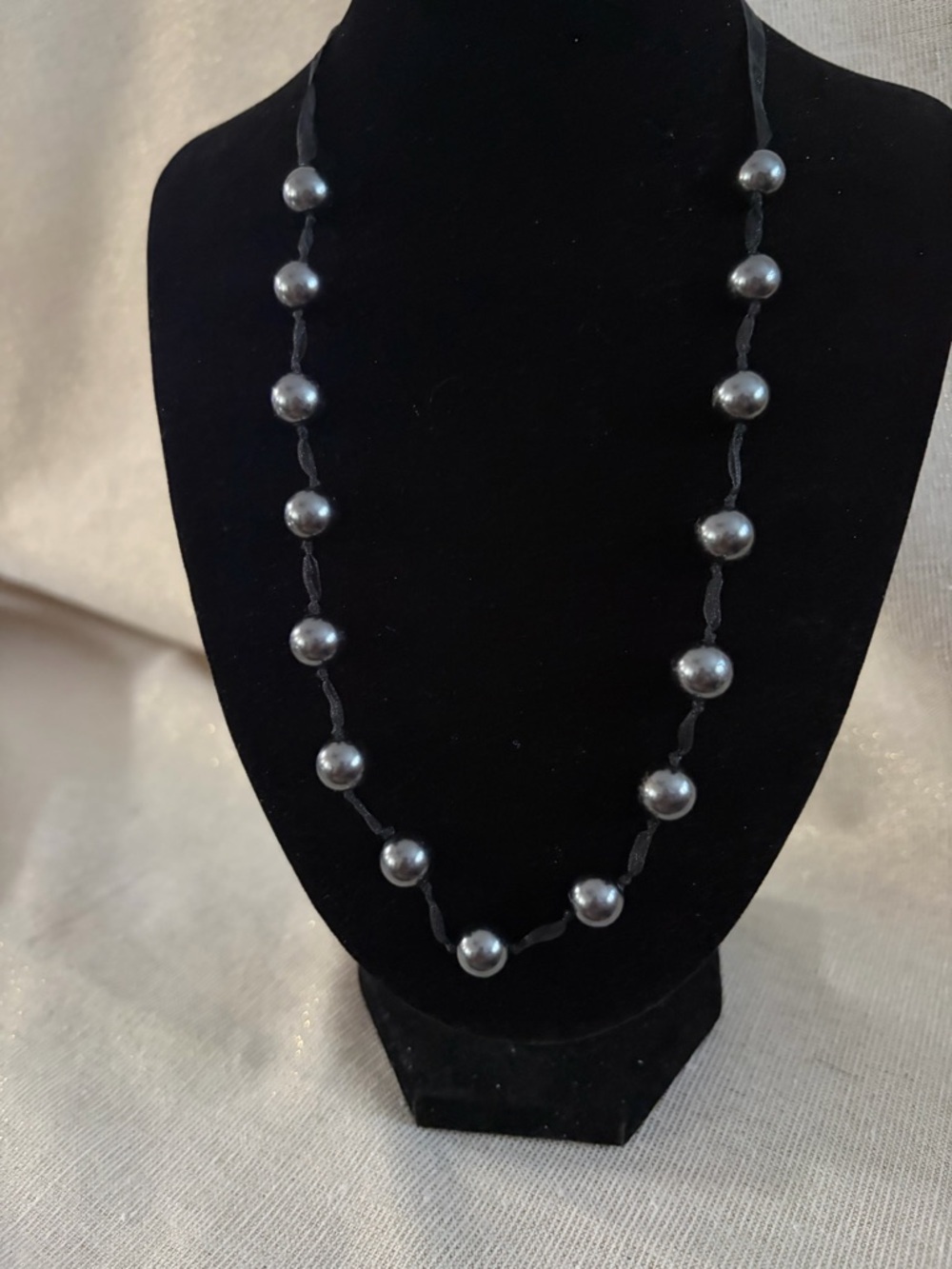 Craft Hematite Gray Bead Hand-Knotted Necklace